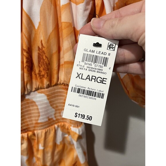 INC International Concepts Dress Women’s XL Orange Mango Maya Floral Cotton Midi - Picture 4 of 9